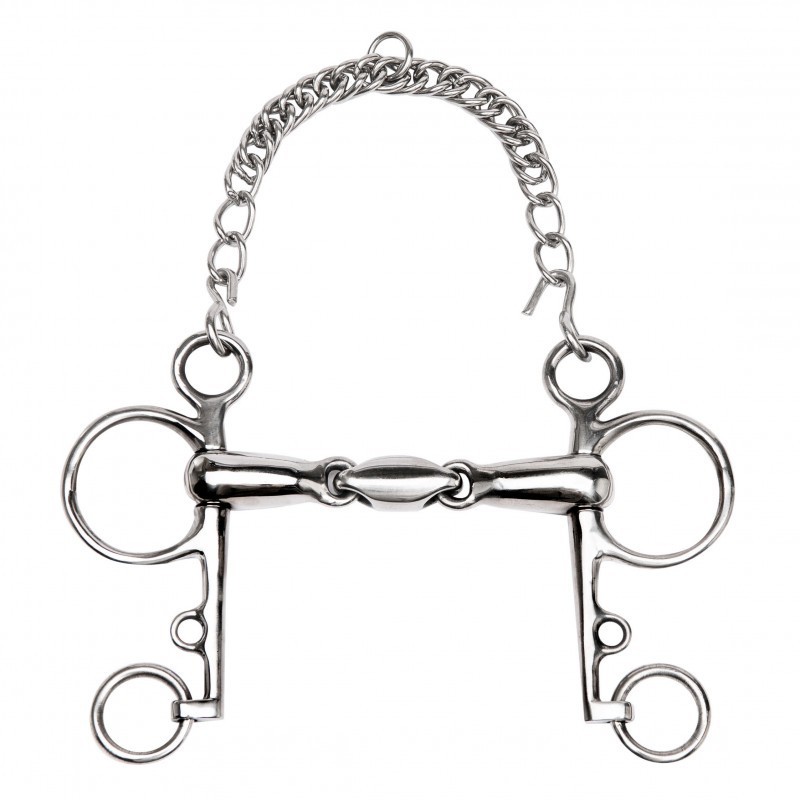 mors pelham double brisure inox